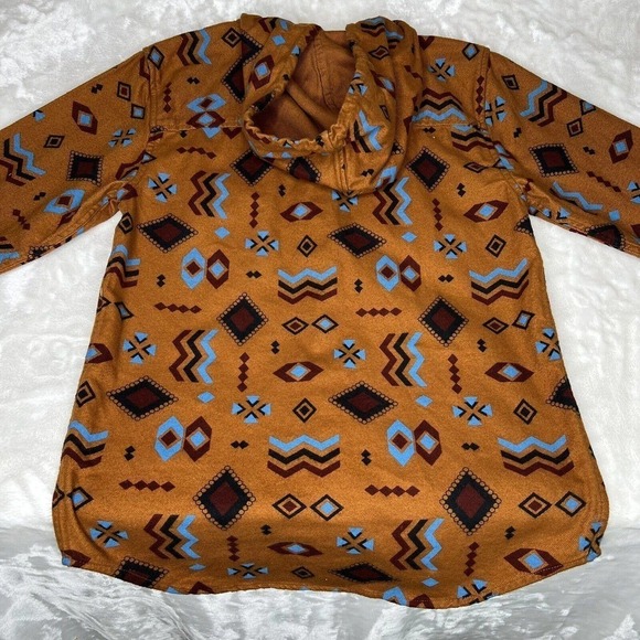 Original Use Men's Brown Aztec Flannel Hooded Long Sleeve Button Down Shirt XS - Picture 5 of 9